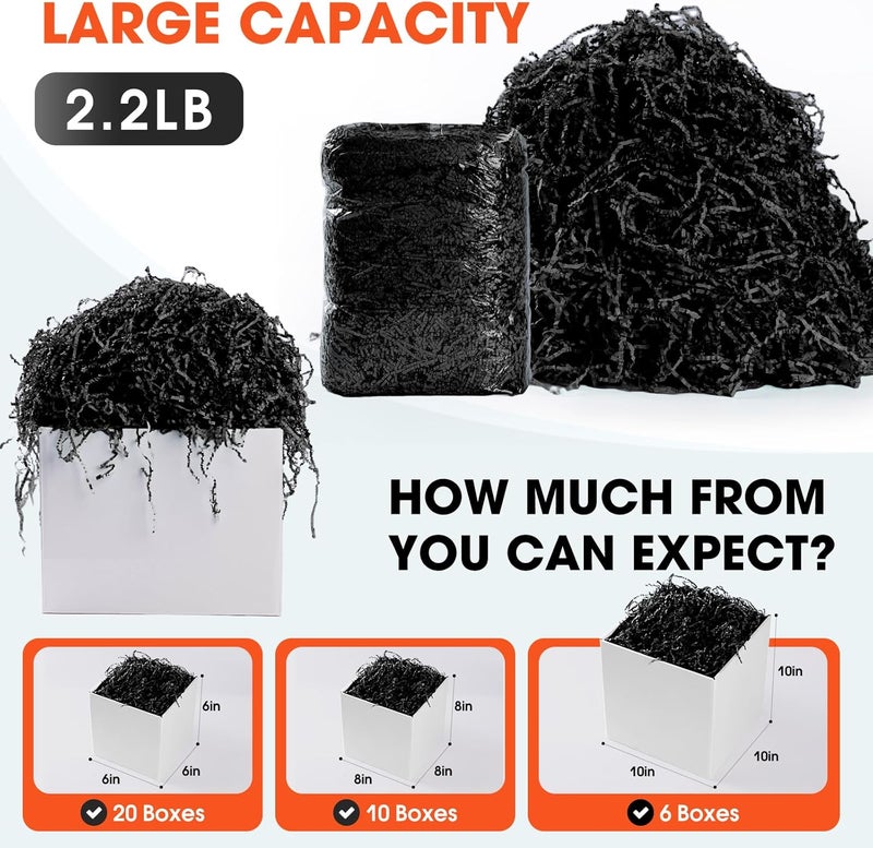 AODESTINY 2.2LBS Crinkle Cut Paper Shred Filler, Black Shredded Paper for Gift Bag Box Basket, Packing Grass Cushion Crinkle Shred Filler for Christmas Wedding Birthday Bridesmaid Engagement - Image 2